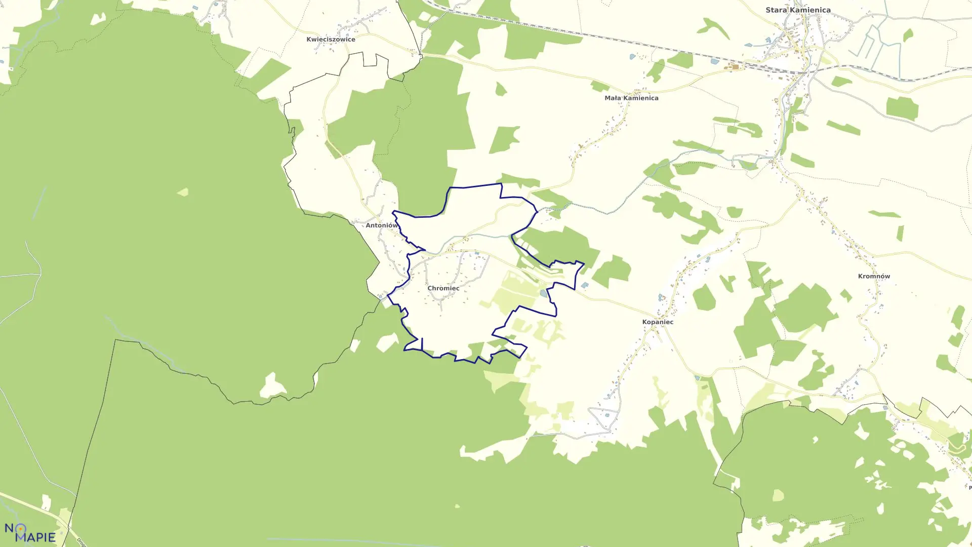 Mapa obrębu CHROMIEC w gminie Stara Kamienica