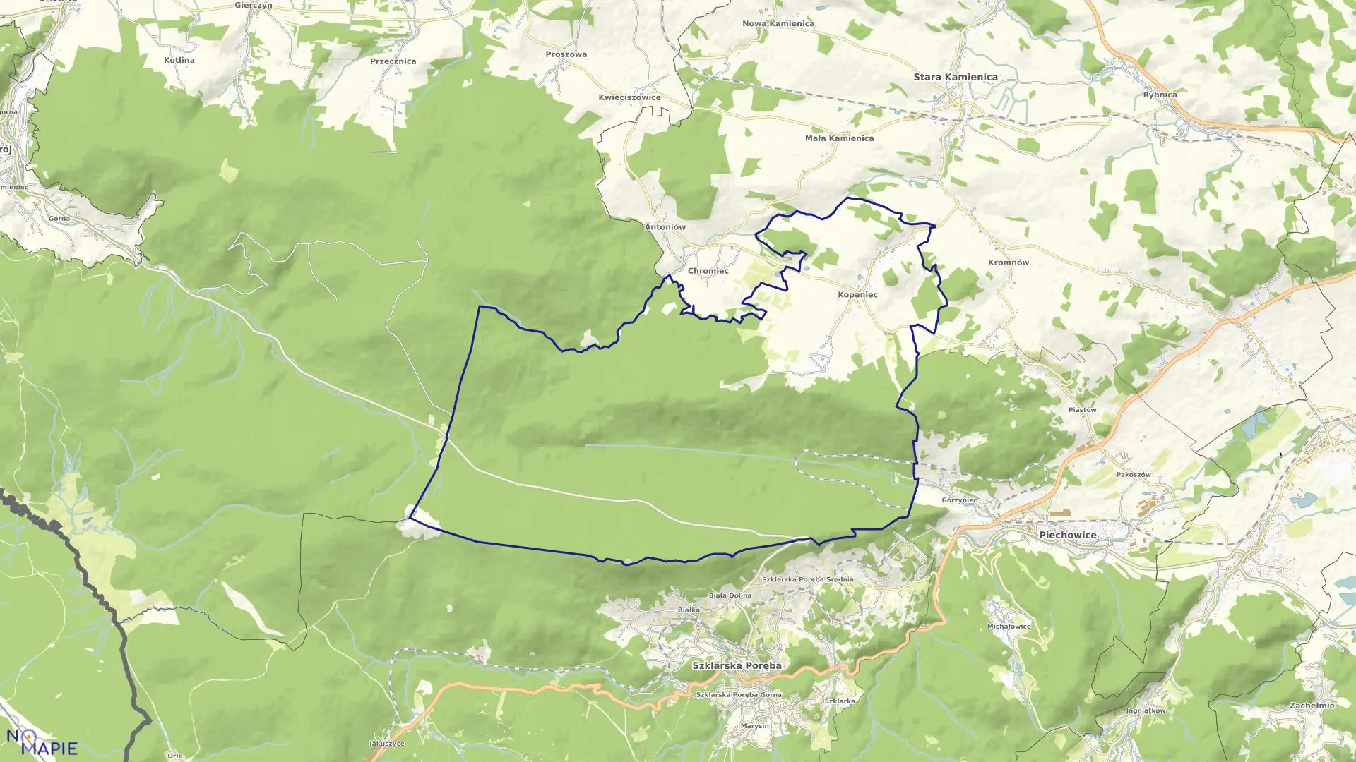 Mapa obrębu KOPANIEC w gminie Stara Kamienica