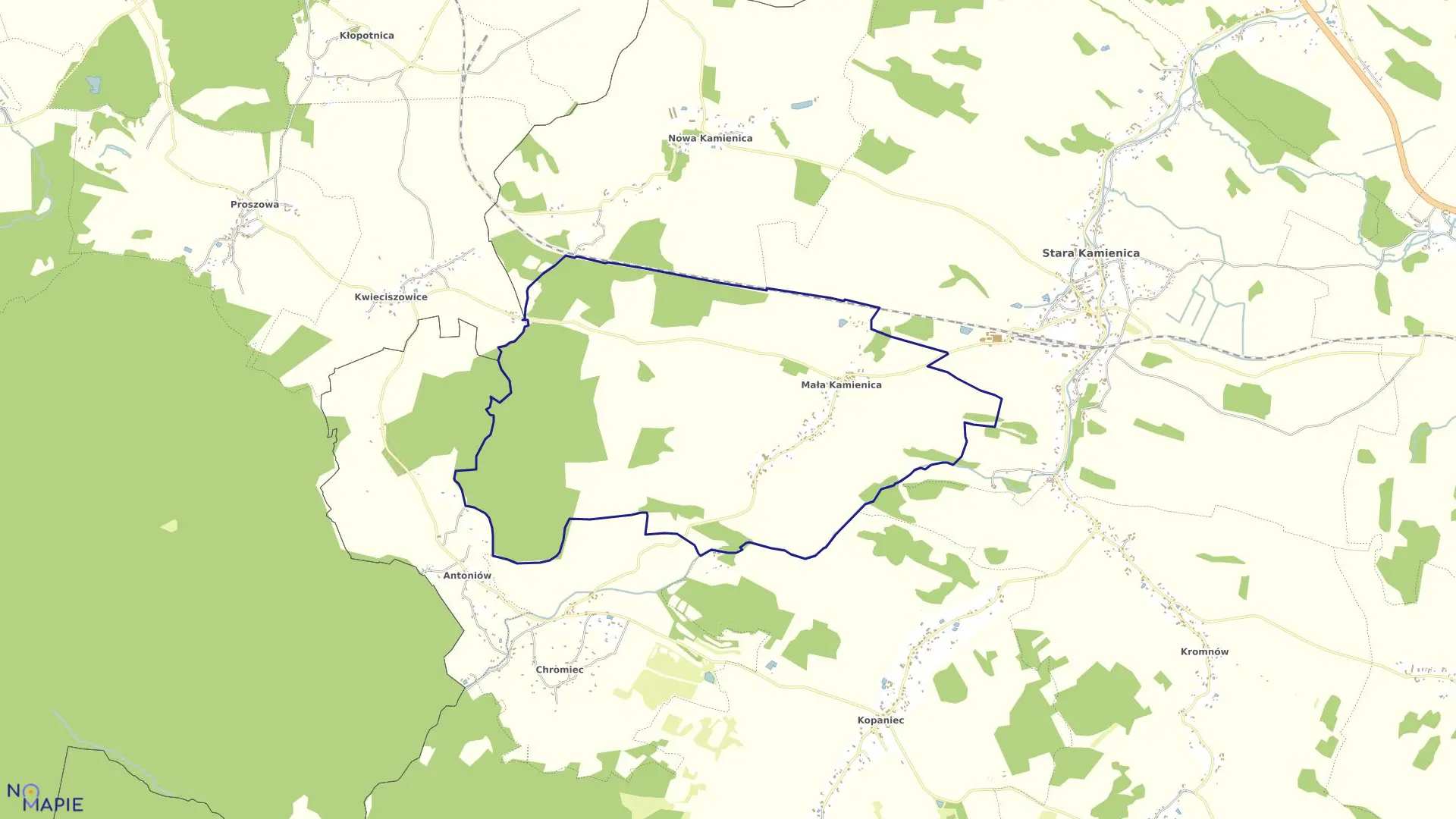 Mapa obrębu MAŁA KAMIENICA w gminie Stara Kamienica