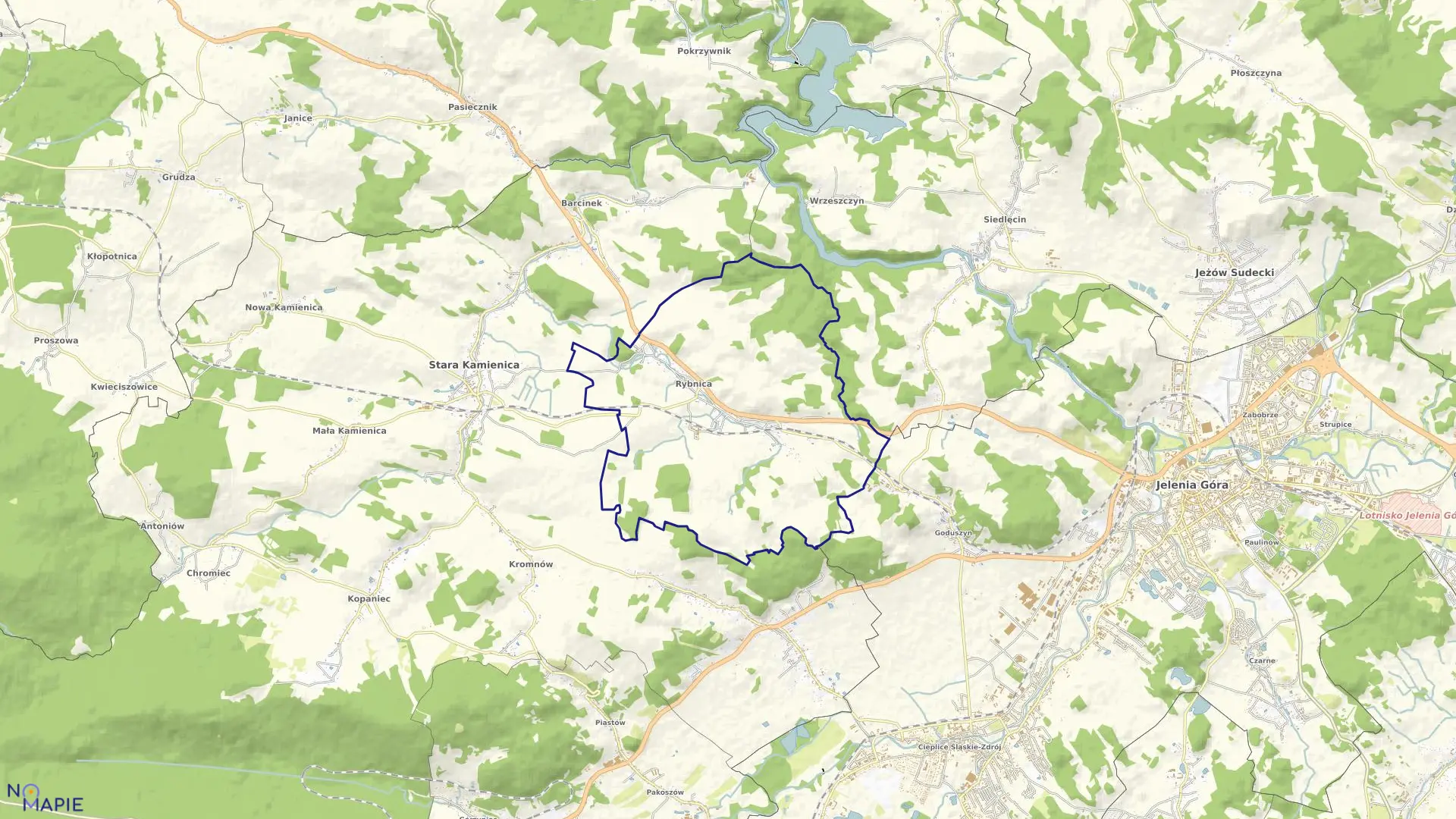 Mapa obrębu RYBNICA w gminie Stara Kamienica